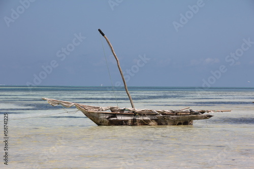Dhow  Sailboat   Kiwengwa Beach  Zanzibar Island  Tanzania  Indian Ocean  Africa