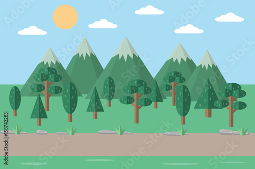 mountain hill landscape sky background.vector and illustration