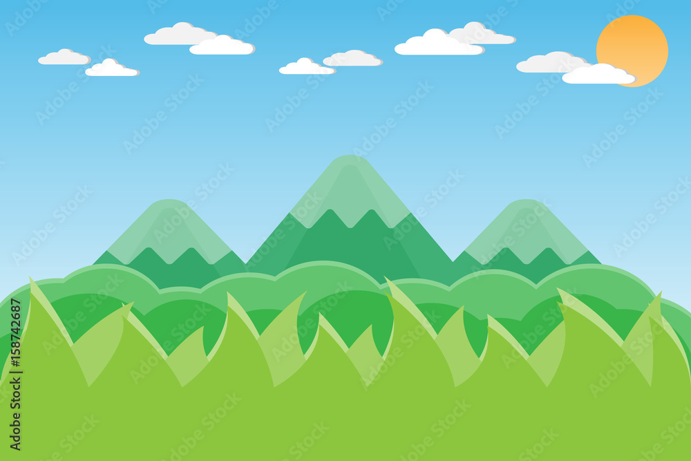 Fototapeta premium mountain hill landscape on the sky background.vector and illustration