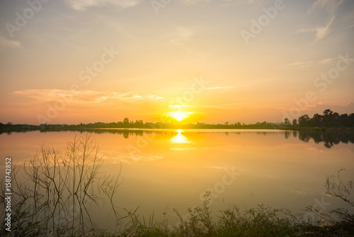 Lake and sunset sky © yotrakbutda
