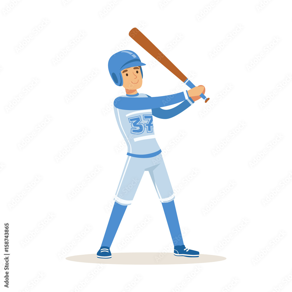 Baseball player in blue uniform getting ready to hit the ball vector Illustration Baseball player in blue uniform getting ready to hit the ball vector Illustration