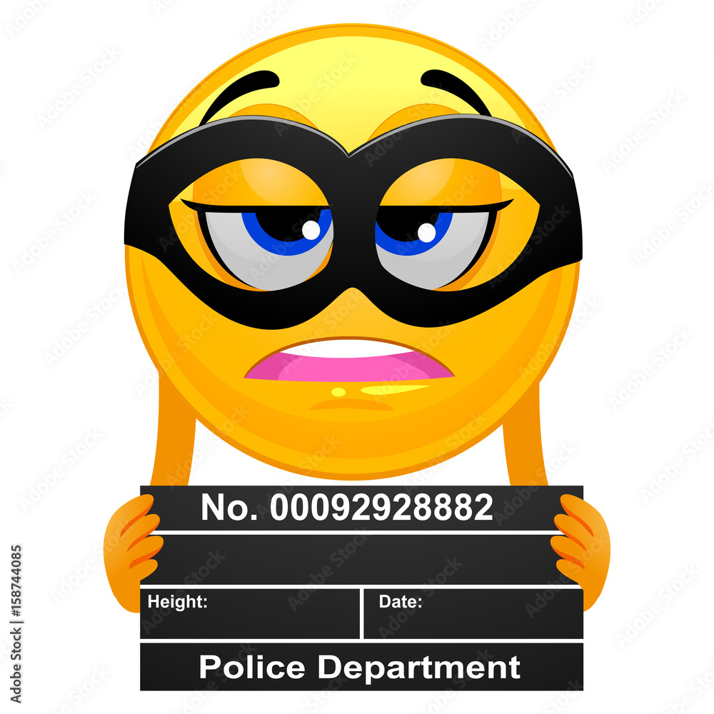 Vector Illustration of Smiley Emoticon Prisoner taking a Mug Shot ...