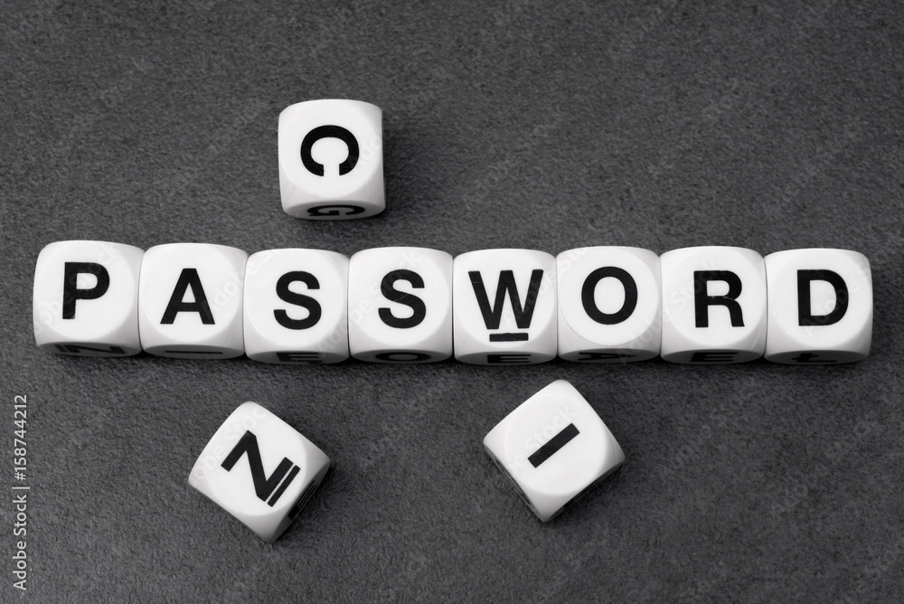 word password on toy cubes