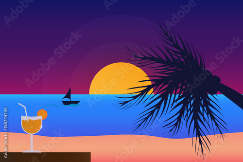 Summer on the beach sunshine time.vector and illustration