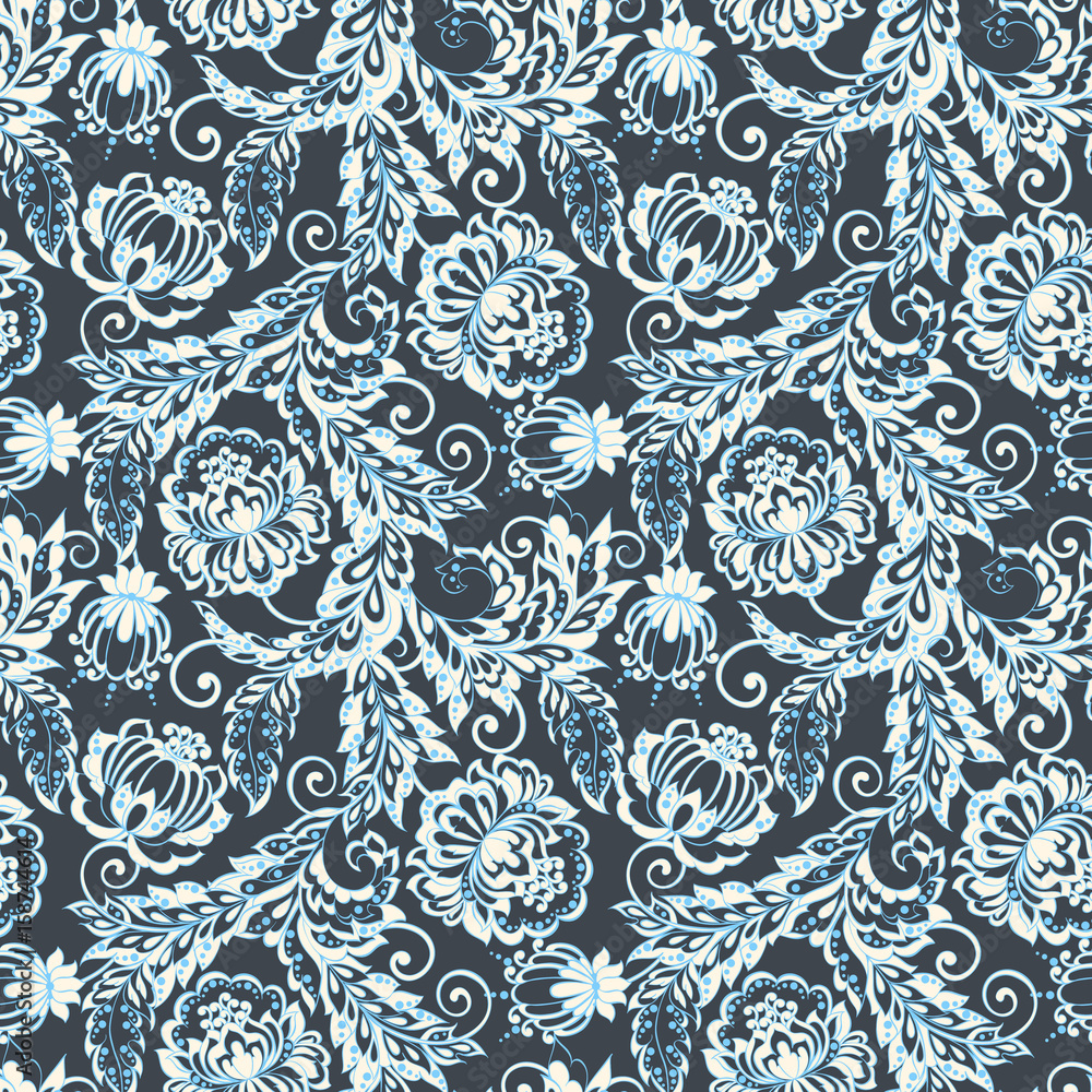 Indian seamless floral pattern. Vector background