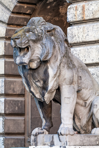 Lions' Gate at the Royal Palace (Buda Castle). Castle Hill District (Varhegy), Buda, Budapest, Hungary