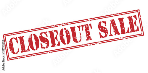 closeout sale red stamp on white background photo