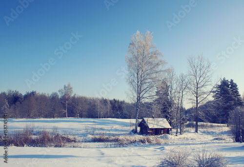 Winter landscape in the countryside.