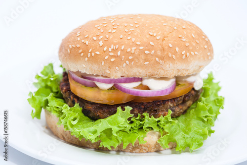 Lentil Burger Preparation : Lentils burger on white background