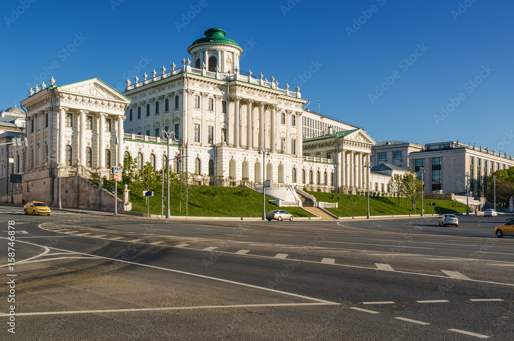 Morning sunny view of Pashkov House in Moscow, Russia.