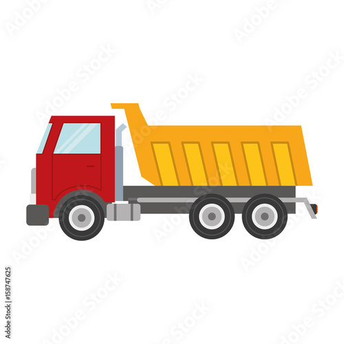 dump truck icon over white background colorful design vector illustration