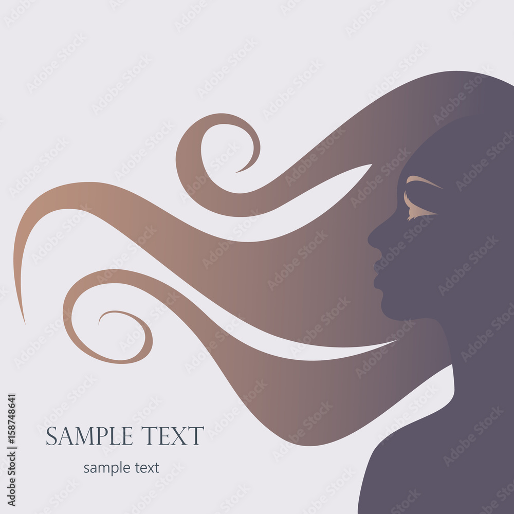 Silhouette of a girl, head, hair. Profile, beautiful woman in vector style. Vector illustration. Silhouette of a girl, head, hair. Profile, beautiful woman in vector style. Vector illustration.
