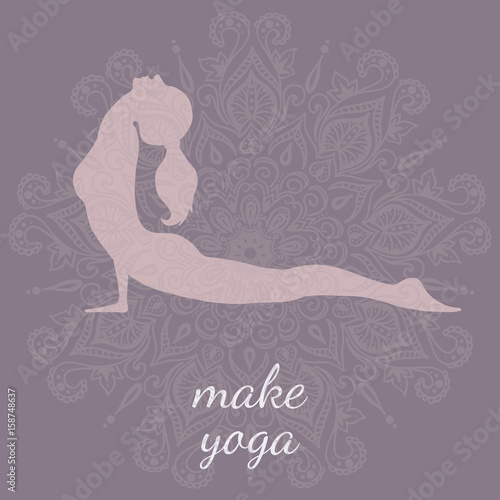 illustration of a beautiful woman silhouette in yoga position