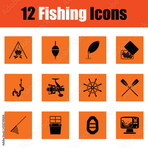 Fishing icon set