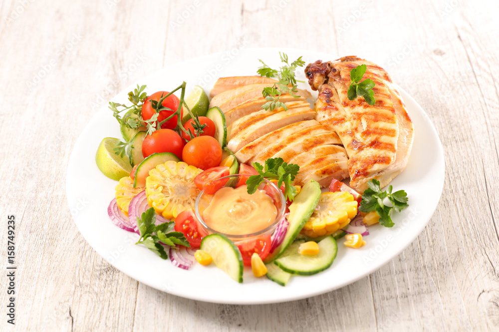 grilled chicken breast and vegetable