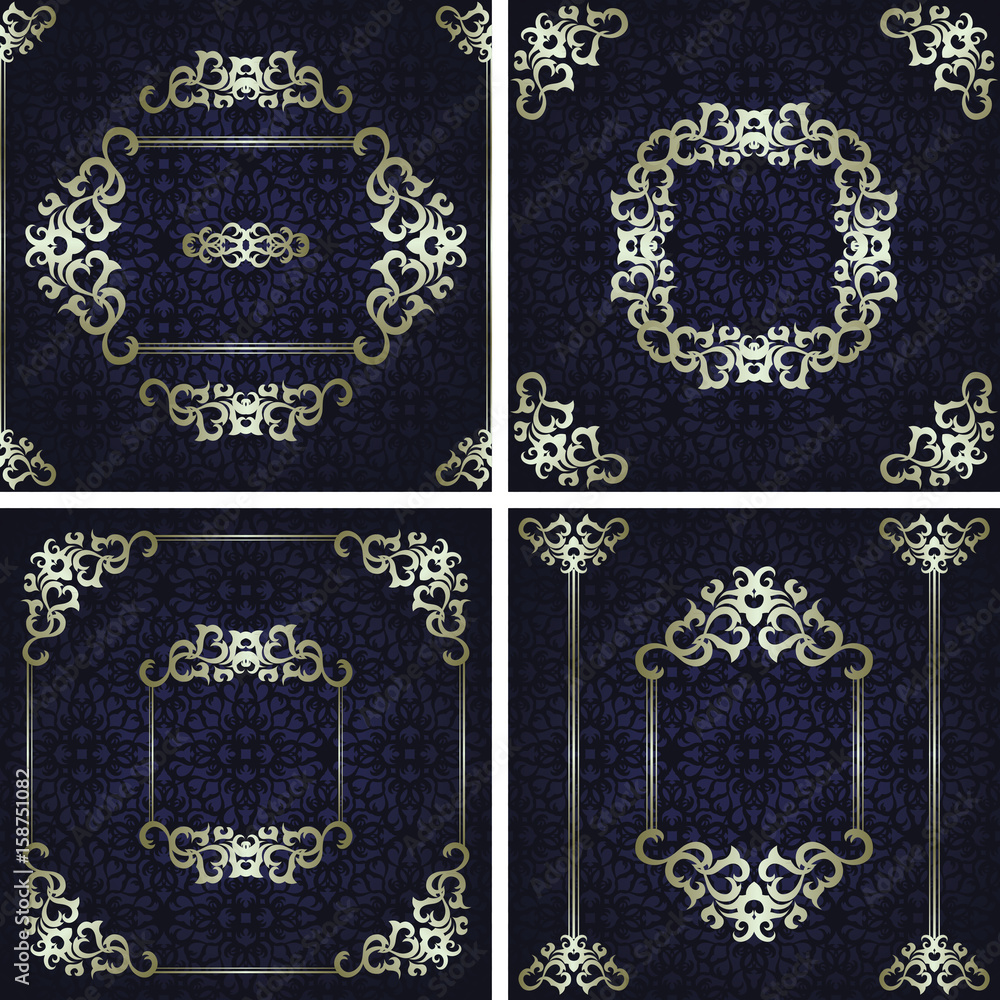 Set of invitations with frames on seamless background Set of invitations with frames on seamless background