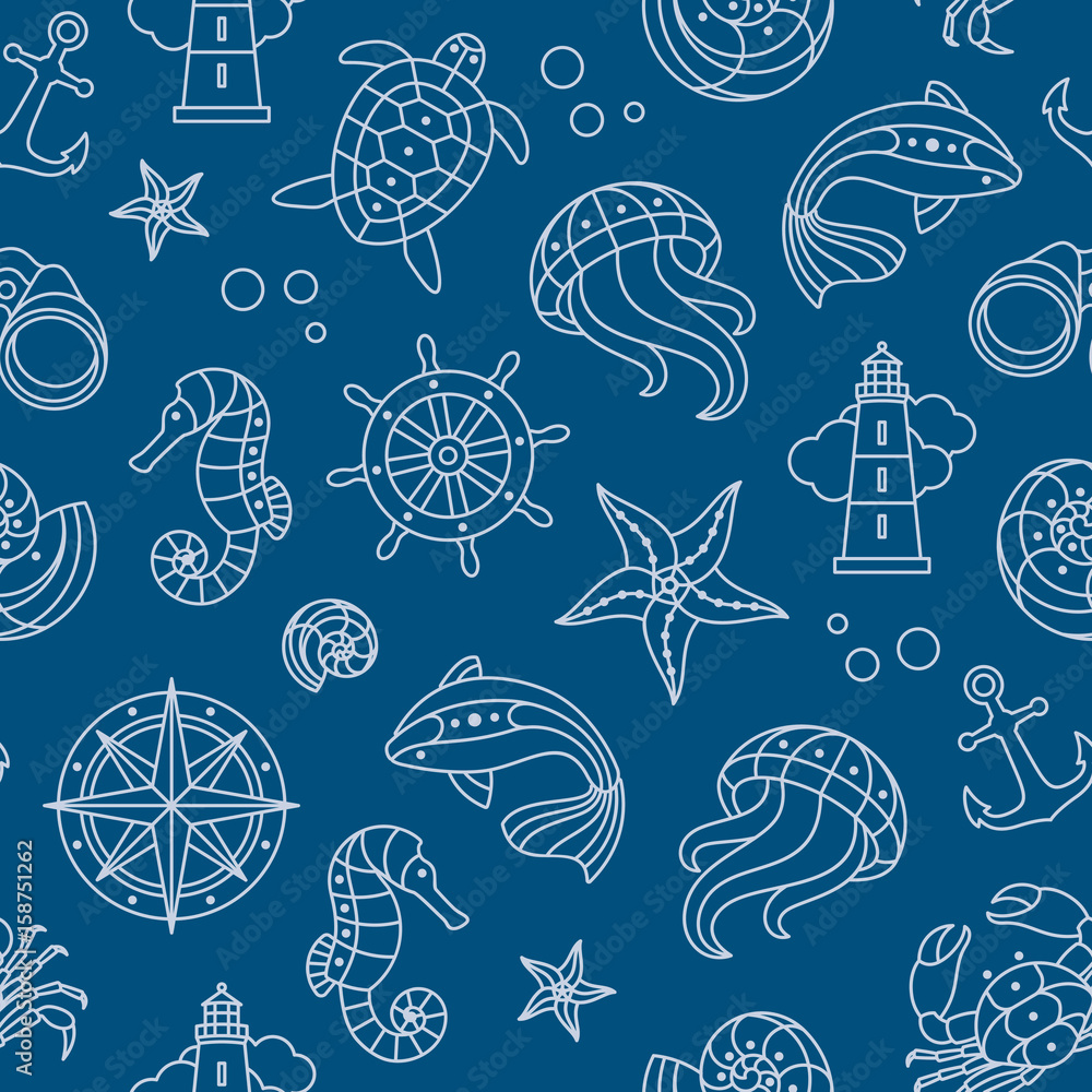 Seaside Seamless Pattern Stock Vector Adobe Stock Seaside Seamless Pattern Stock Vector Adobe Stock