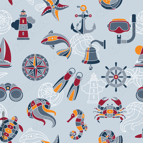 Seaside seamless pattern