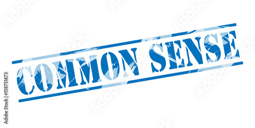common sense blue stamp on white background