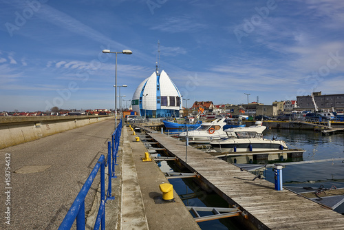 View on the quay in port of Hel, Poland.