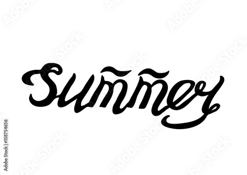 Summer- Isolated Hand Drawn Lettering. Vector Illustration Quote. Handwritten Inscription Phrase for Office, Presentation, T-shirt Print, Poster, Cover, Case Design.