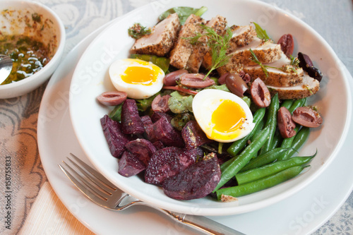 Seared Albacore Tuna with Green Beans and Soft Boiled Egg