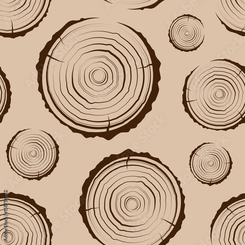 Tree Rings seamless. A simple pattern. Saw cut the tree trunk background. cross section of the trunk with tree rings.