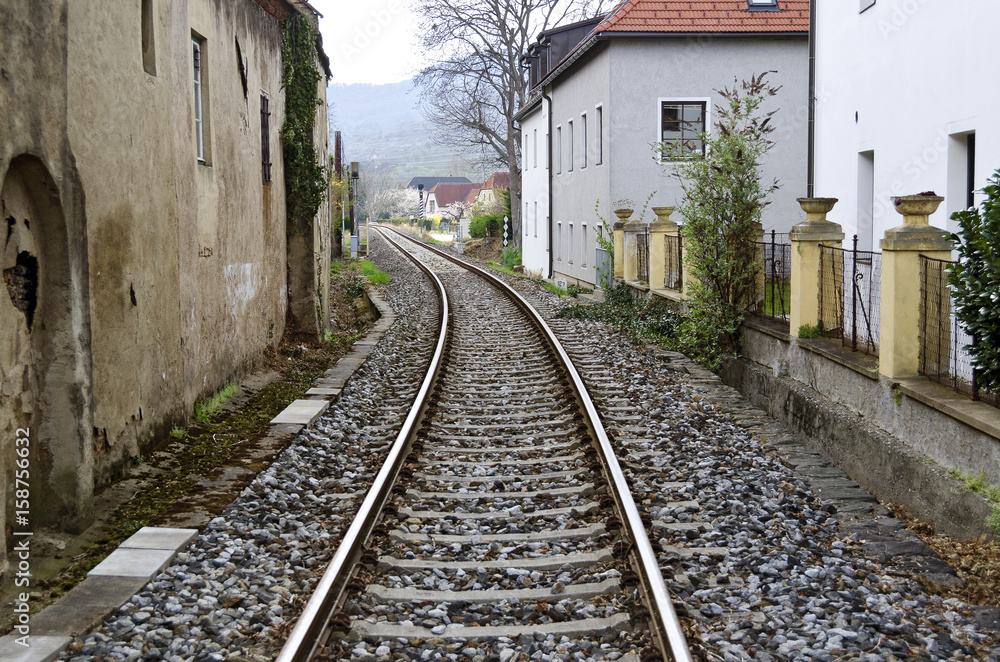 rail track between houses