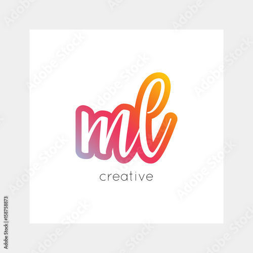 ML logo  vector. Useful as branding  app icon  alphabet combination  clip-art.