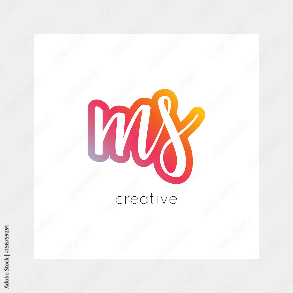 MS logo, vector. Useful as branding, app icon, alphabet combination, clip-art.