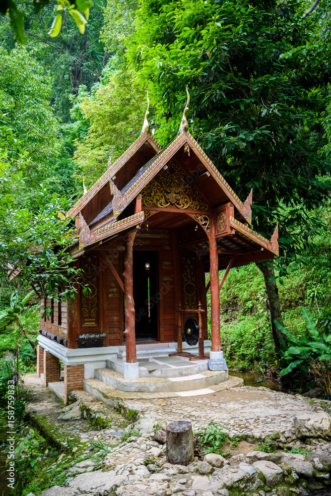 Mae Kampong temple, located around waterfall, river and forest in Mae Kampong village, Chiang Mai Mae Kampong temple, located around waterfall, river and forest in Mae Kampong village, Chiang Mai