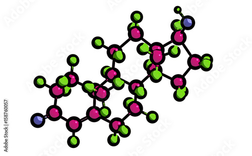 Molecular structure of hormone Testosterone, 3D rendering