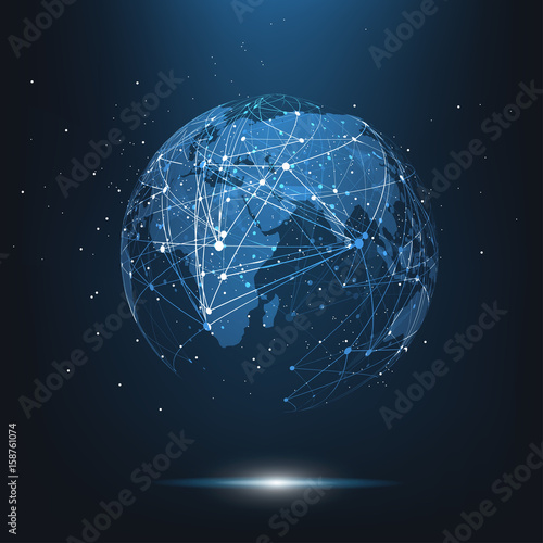 Global network connection. World map point and line composition concept of global business. Vector Illustration