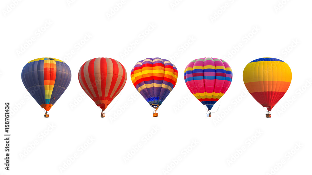 Fototapeta premium Group hot air balloons isolated on white background