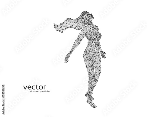 Vector illustration of flying beautiful woman.