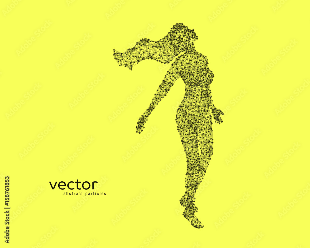 Fototapeta premium Vector illustration of flying beautiful woman.