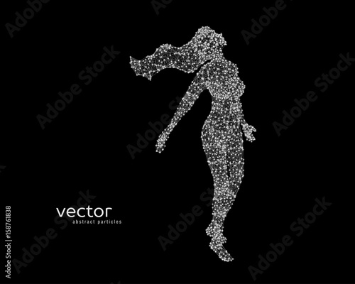 Vector illustration of flying beautiful woman.