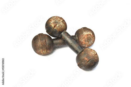 old rusty dumbbells