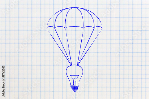 lightbulb on parachute, innovation support photo