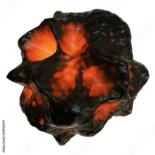 Asteroid on white background. 3d rendering.