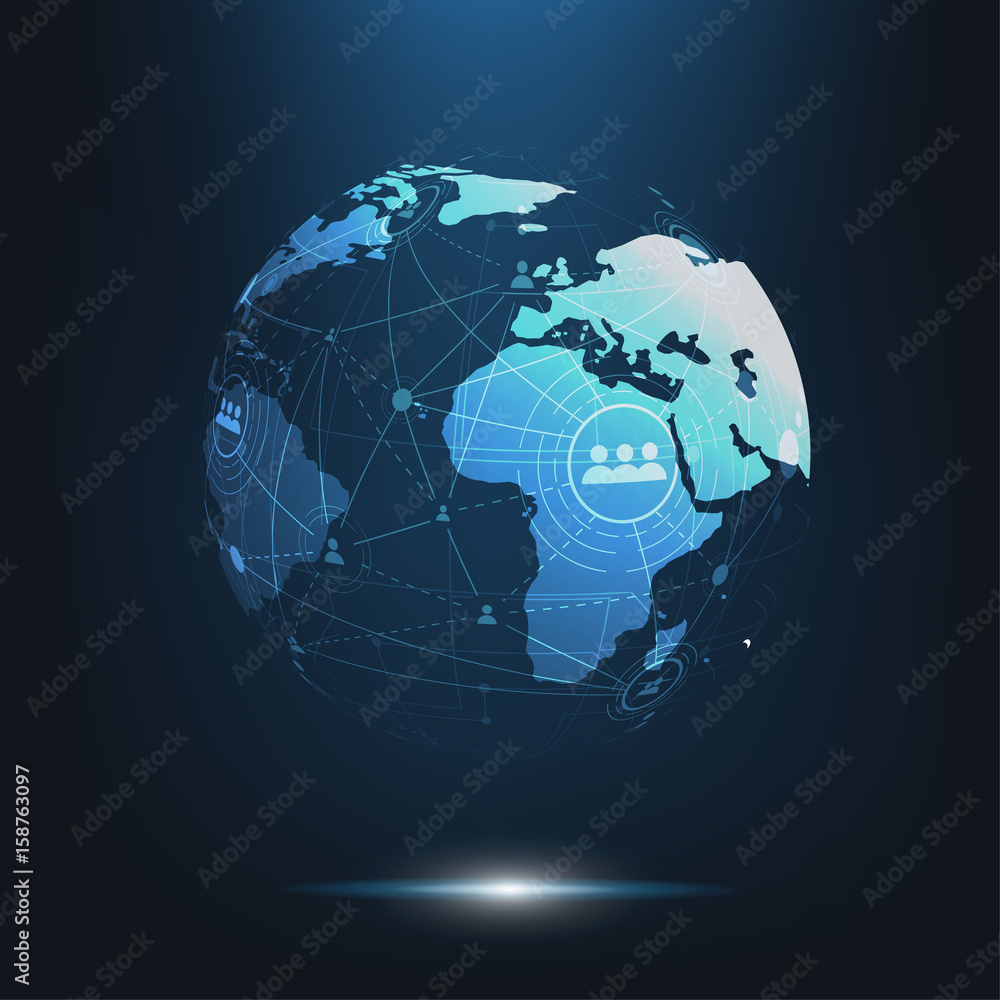 Global network connection. World map point and line composition concept of global business. Vector Illustration Global network connection. World map point and line composition concept of global business. Vector Illustration