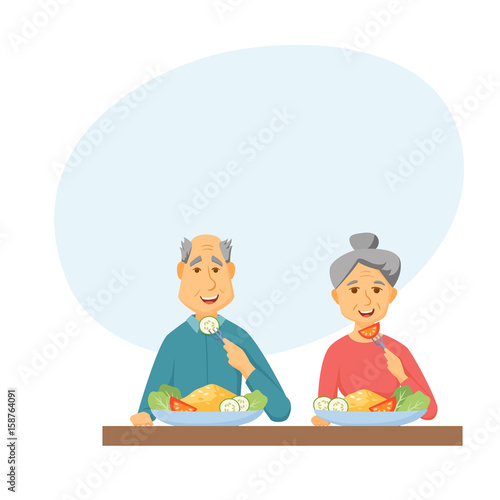 Old couple eating