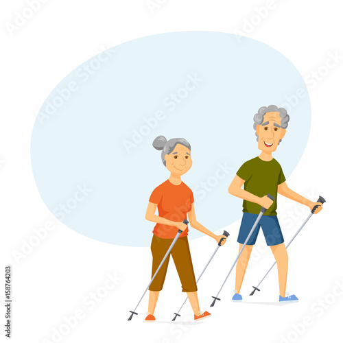 Seniors nordic walking