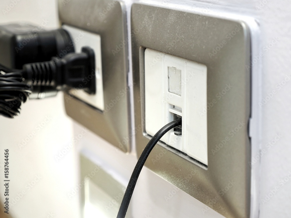 Telephone line connect to wall socket. Telephone line connect to wall socket.