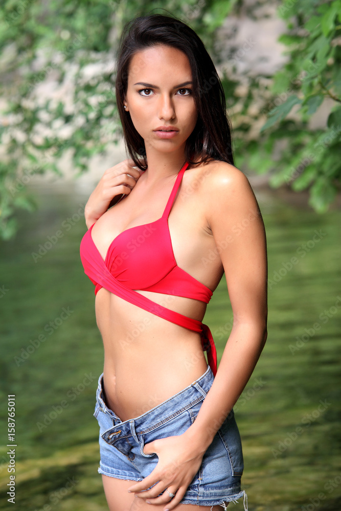 Outdoor portrait of fashion brunette model Outdoor portrait of fashion brunette model