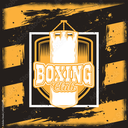 Vector conceptual motivational poster for a boxing club with sandbag. Excellent advertisement for the boxing hall
