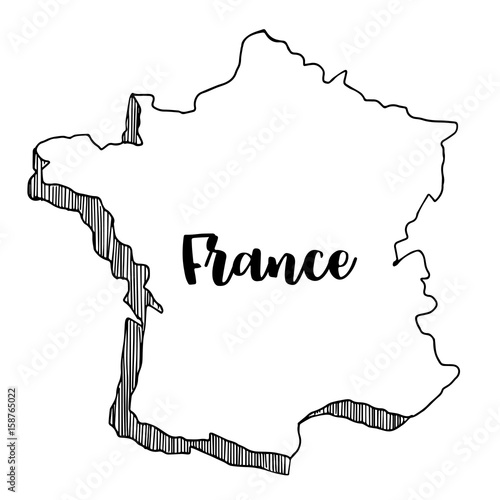 Hand drawn  of  France map, vector  illustration