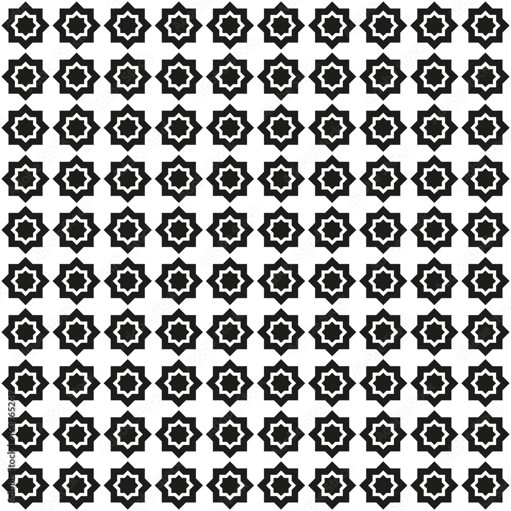 on white background of an octagon seamless pattern black and white abstraction