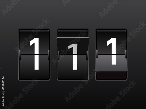 Retro flip score board. Number 1.
