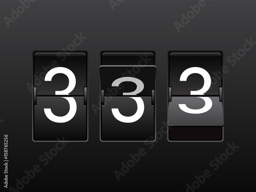 Retro flip score board. Number 3.